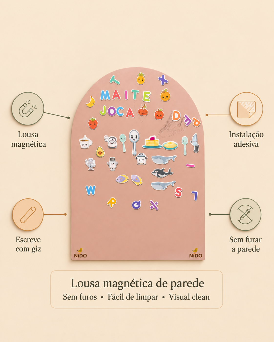 Lousa Magnética Nido - Rosa