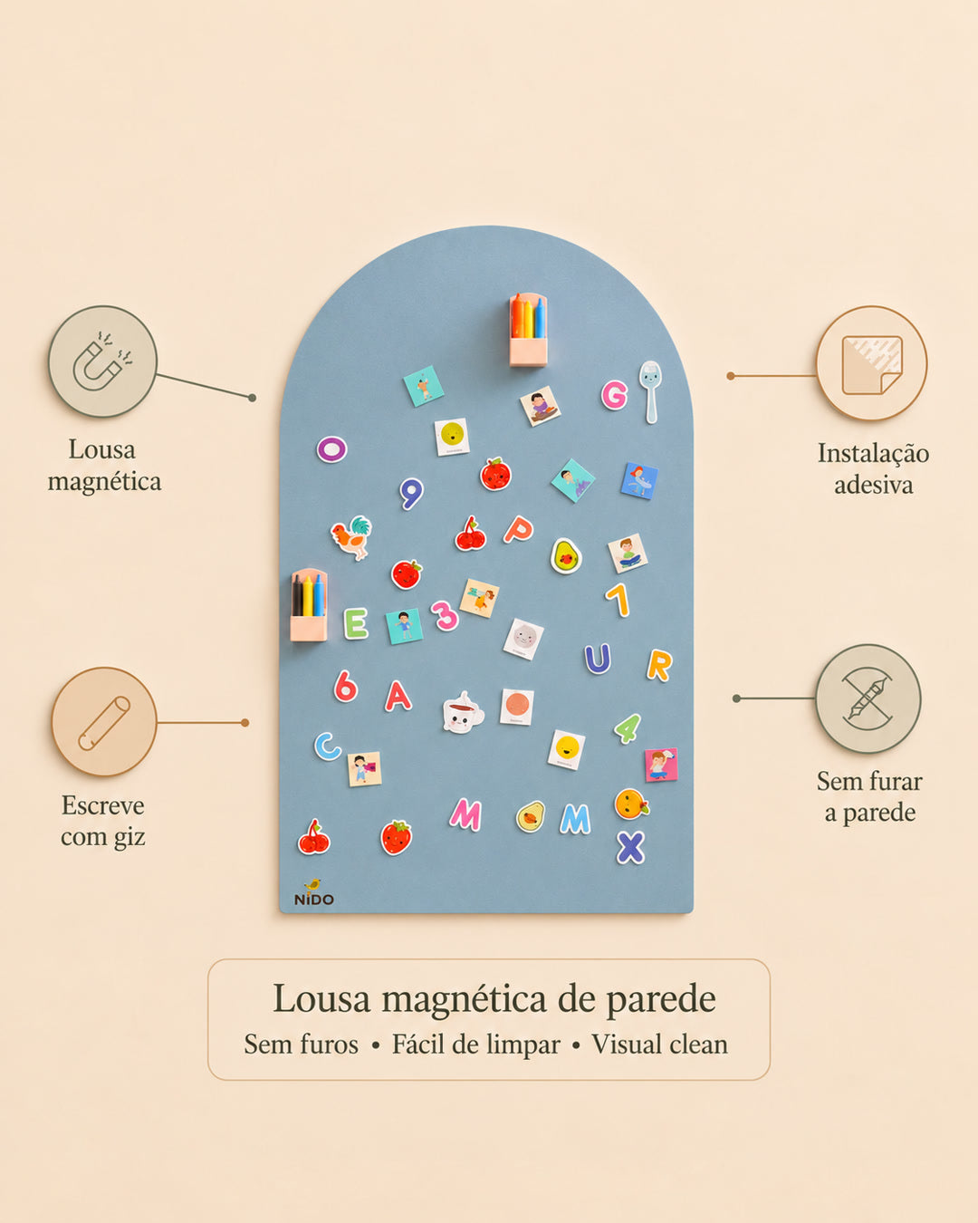 Lousa Magnética Nido - Azul